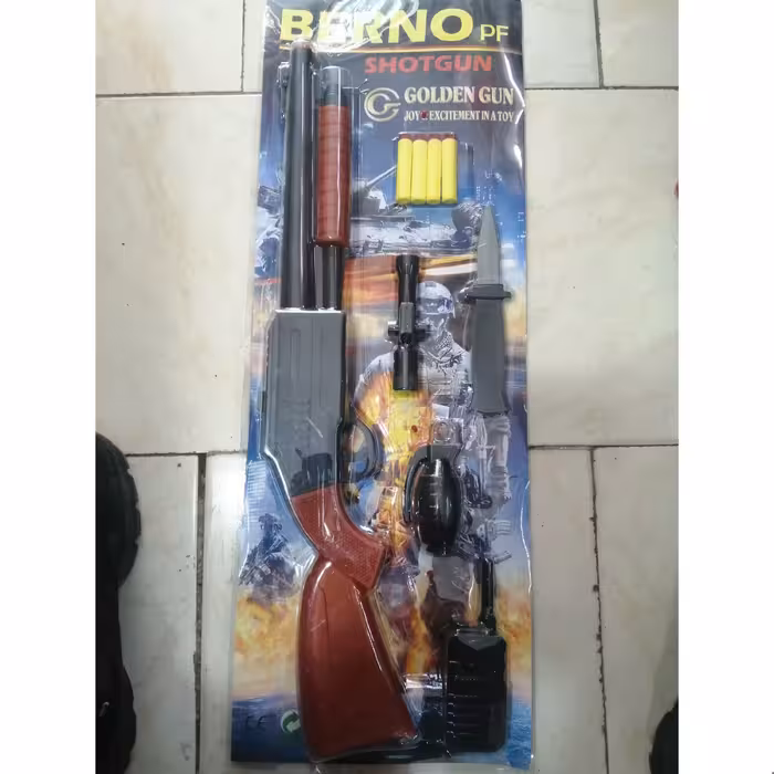 لوازم سیسمونی و اسباب بازی تفنگ شات گان گاوکش ساچمه پران با گلوله های ابری و لوازم مختلف دیگر