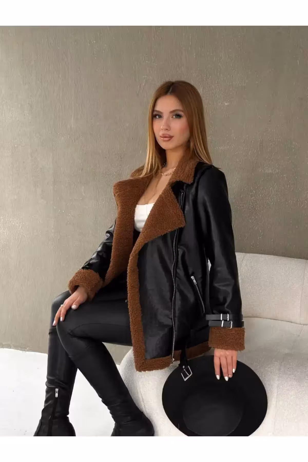 کت چرم آستر خز - 1420