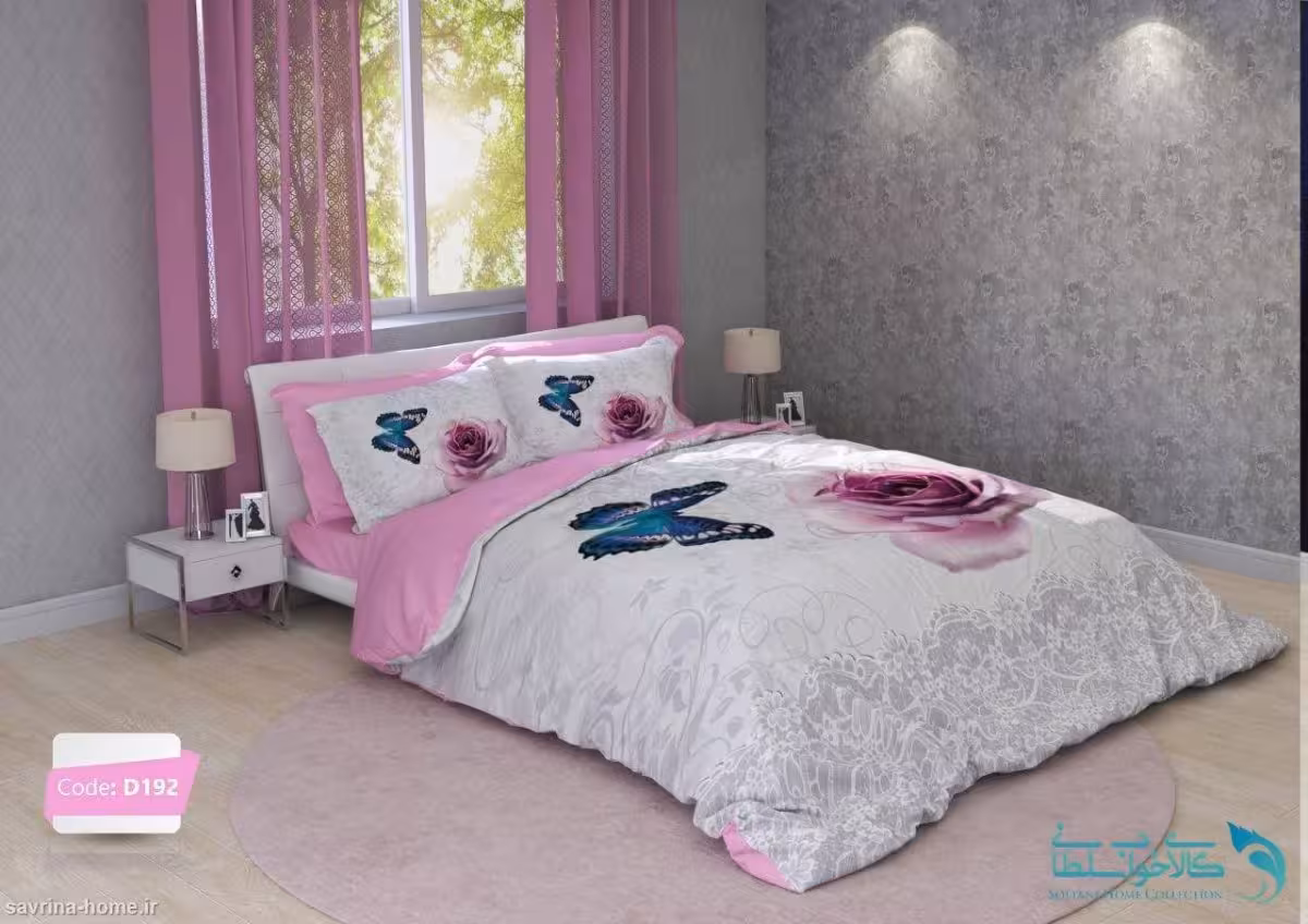 روتختی دو نفره طرح رز و پروانه برند ترکسان کد D192