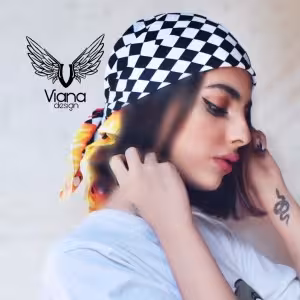 دستمال سر شطرنجی با اتش