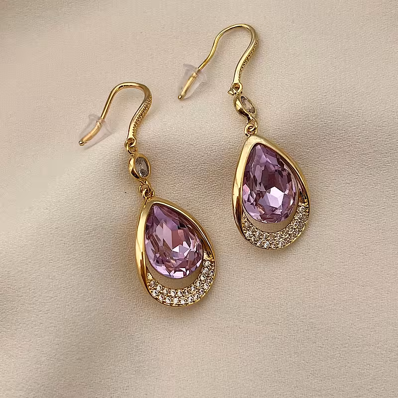 گوشواره مجلسی سنگ بنفش