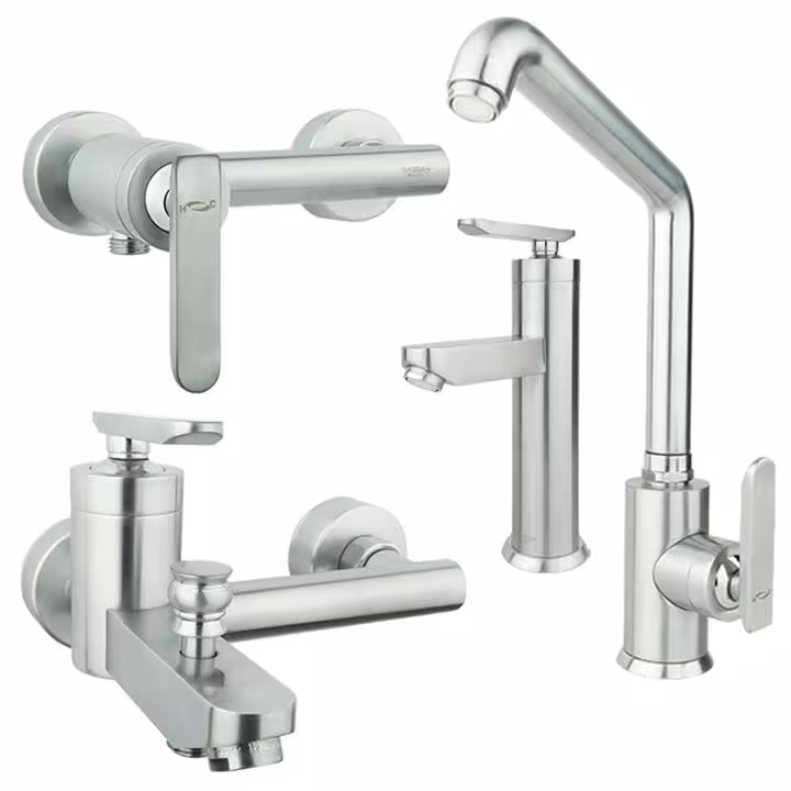 ست شیر آلات راسان مدل فلورا رنگ کروم مات