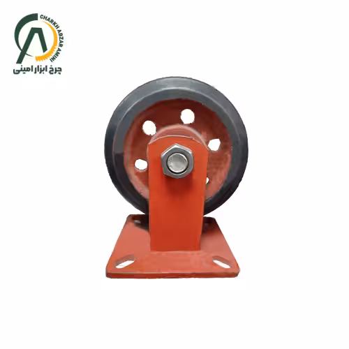 چرخ آهنی لاستیکی قرمز A ثابت قطر 160 میلی متر