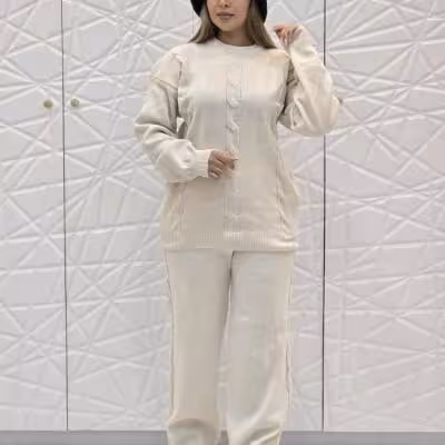 بلوز و شلوار بافت ست مارپیچ کد 558