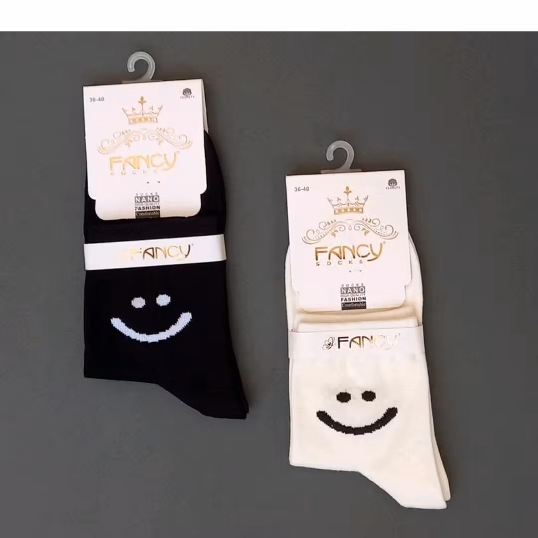 جوراب طرح لبخندنیم ساق