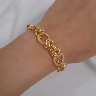 دستبند زنجیری طرح طلا کد 1 - رنگ ثابت