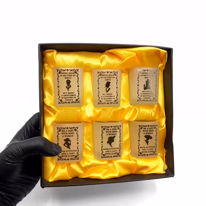 ست هدیه کاپ قهوه 6عددی سفید مات مدل مربع طرح مد کد 710064