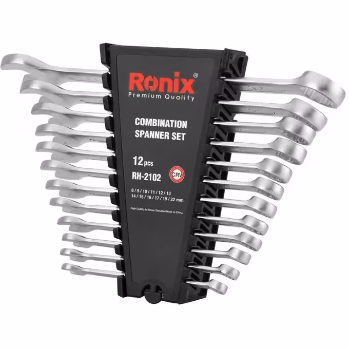 آچار یک سر تخت یک سر رینگ رونیکس مدل RH-2102 مجموعه 12 عددی