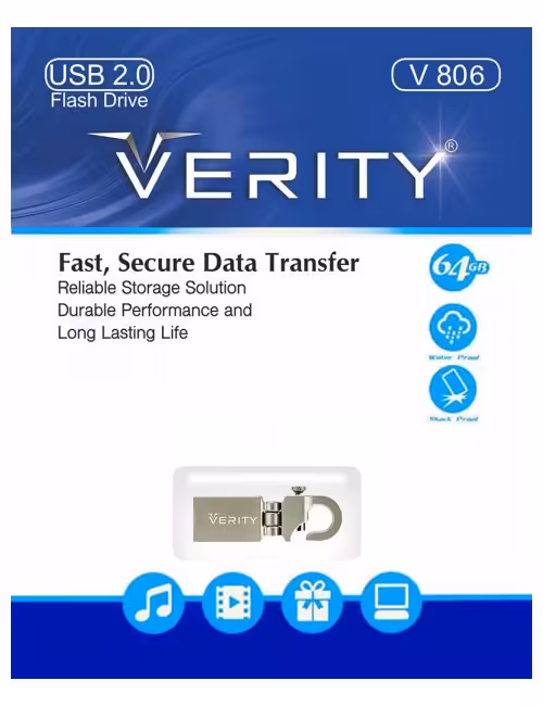 فلش مموری فلزی وریتی مدل V806 ظرفیت 64 گیگابایت