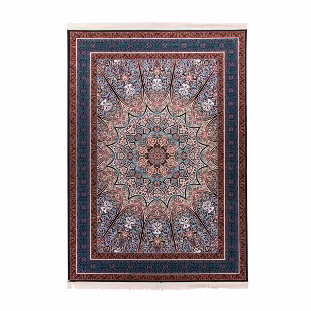 فرش ماشینی دنیای فرش طرح ستایش زمینه سورمه ای