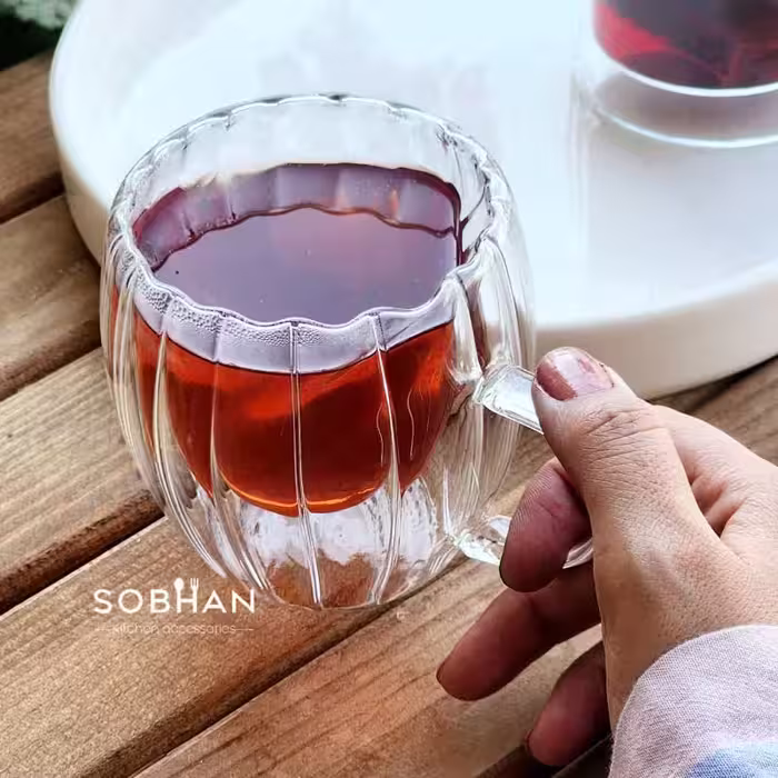 ماگ پیرکس دو جداره طرح کدو