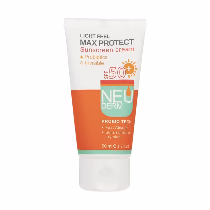 کرم ضد آفتاب بی رنگ نئودرم انواع پوست Max Protect spf50