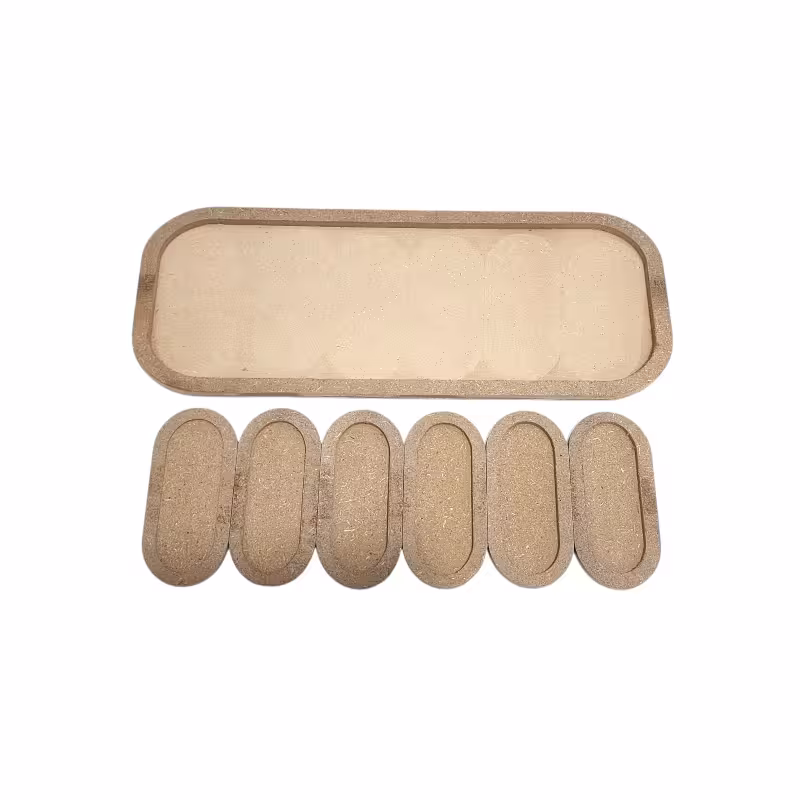 بیس MDF ست هفت سین 6 تکه بیضی 15*7 به همراه سینی 48*19