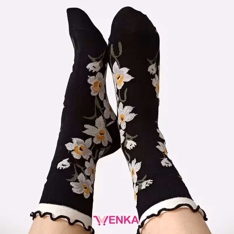 جوراب نیم ساق لبه چین دار کد18409