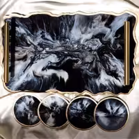 سینی چای  مدل ابر و بادی رزینی