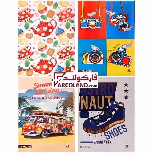 دفتر خط دار مشق ته دوخت 40 برگ مدل کلاسیک (طرح متنوع)