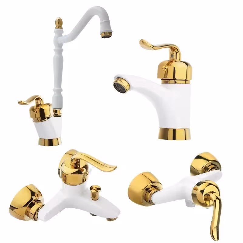 شیر آلات اهرمی  مدل قاجاری  سفید طلایی