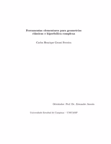 خرید و دانلود نسخه کامل کتاب Ferramentas elementares para geometrias clássicas e hiperbólica complexa