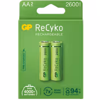 باتری قلمی قابل شارژ جی پی مدل Rechargeable Recyko 2600 بسته دو عددی