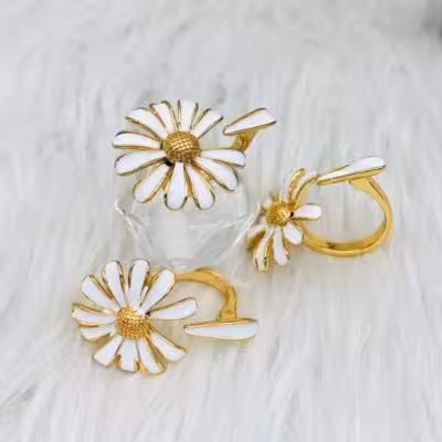 انگشتر گل برجسته طلایی