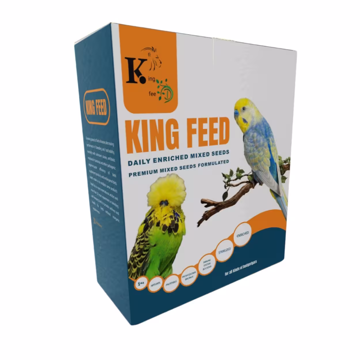 دان مخلوط روزانه غنی شده کینگ فید (king feed)مخصوص مرغ عشق بسته بندی یک کیلوگرمی 