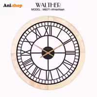 ساعت دیواری قطر 80 ترکیب چوب و فلز M8072-white whsh