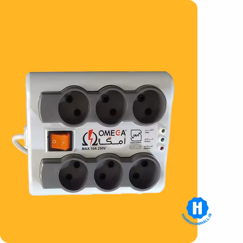 محافظ برق امگا 6 خانه مدل P6000 کابل 3 متر