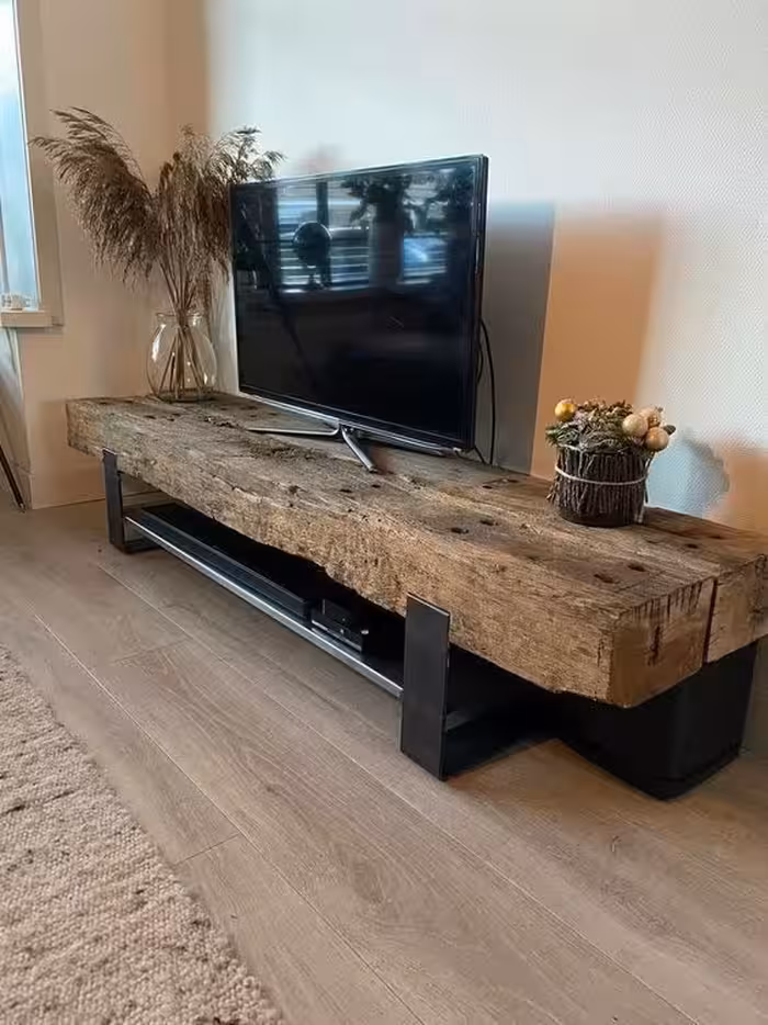 میز تلویزیون تراورس چوب و فلز (روستیک) کد8568