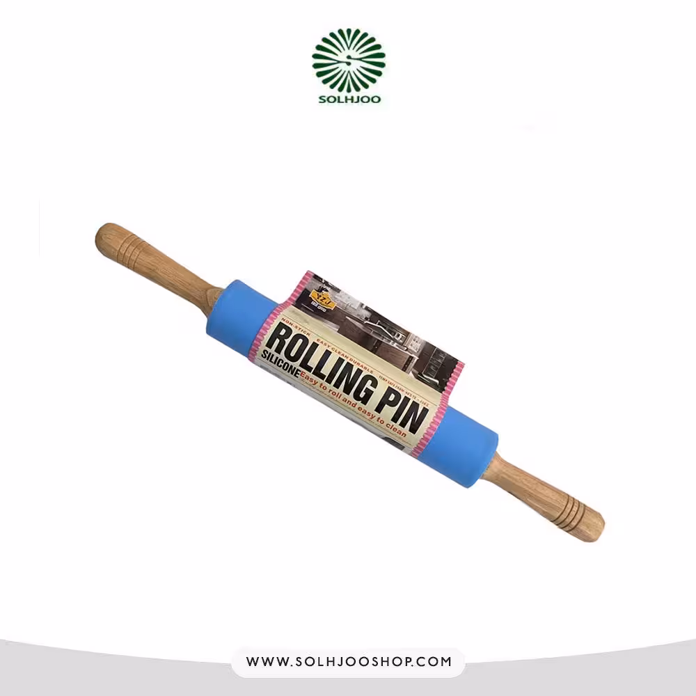 وردنه سیلیکونی دسته چوبی 25 سانت