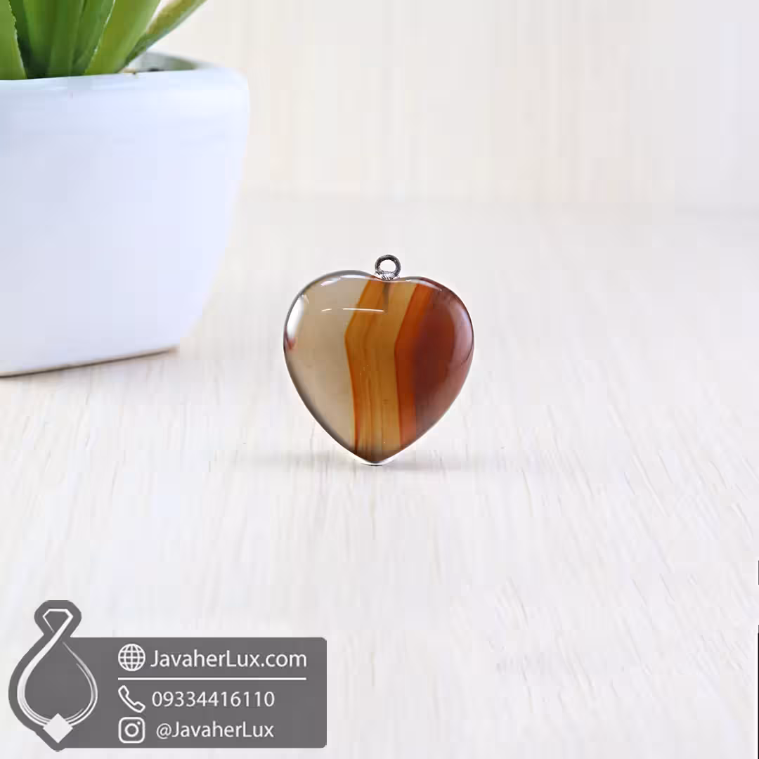 گردنبند قلب عقیق اصل با طرح خاص و منحصر به فرد جواهرلوکس _ کد 401058