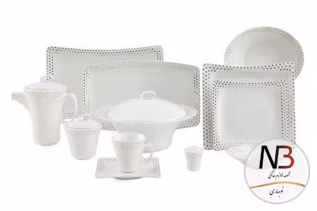 سرویس چینی 97 پارچه زرین مدل اسپاتی پلاتینی