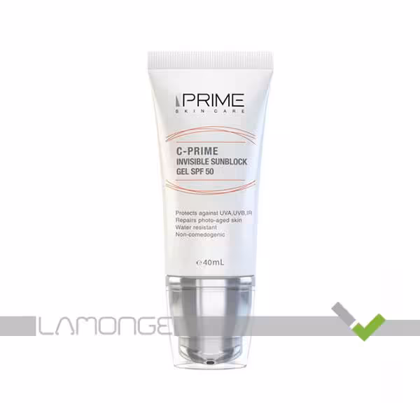 ژل ضد آفتاب SPF50 حاوی ویتامین C پرایم مدل C-Prime مناسب انواع پوست حجم 40 میلی لیتر