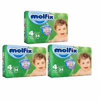 پوشک بچه مولفیکس سایز 4 مدل PK3434 سه بسته 34 عددی