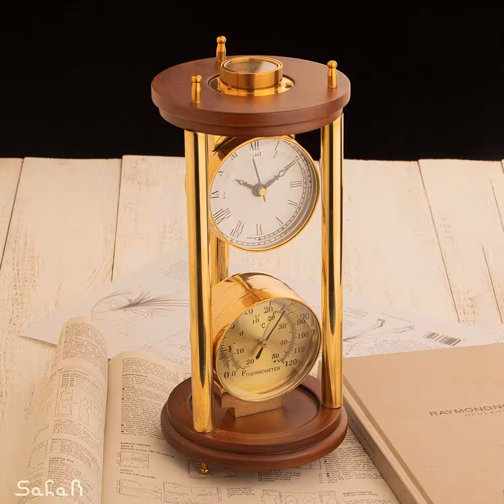 ساعت چوب و برنج رومیزی