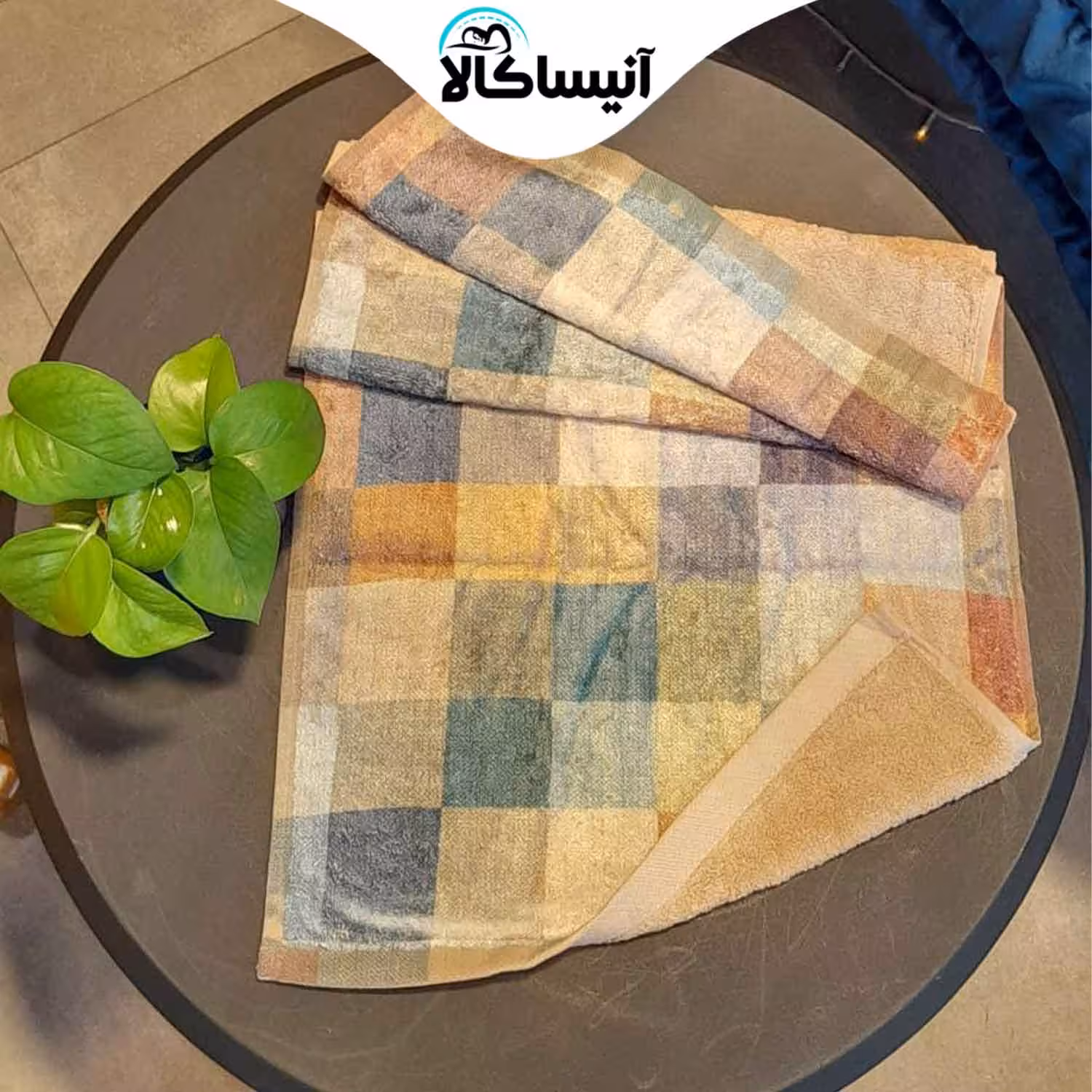 حوله دستی برق لامع مدل جونیور طرح چهارخونه