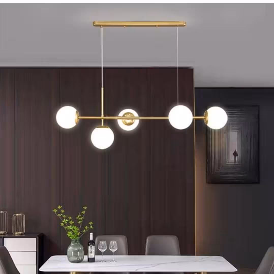 لوستر 5 شعله لاینر طلایی مات