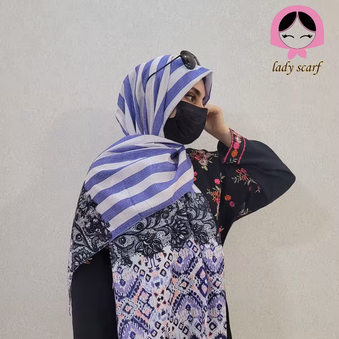 شال بنفش طرح دار مجلسی