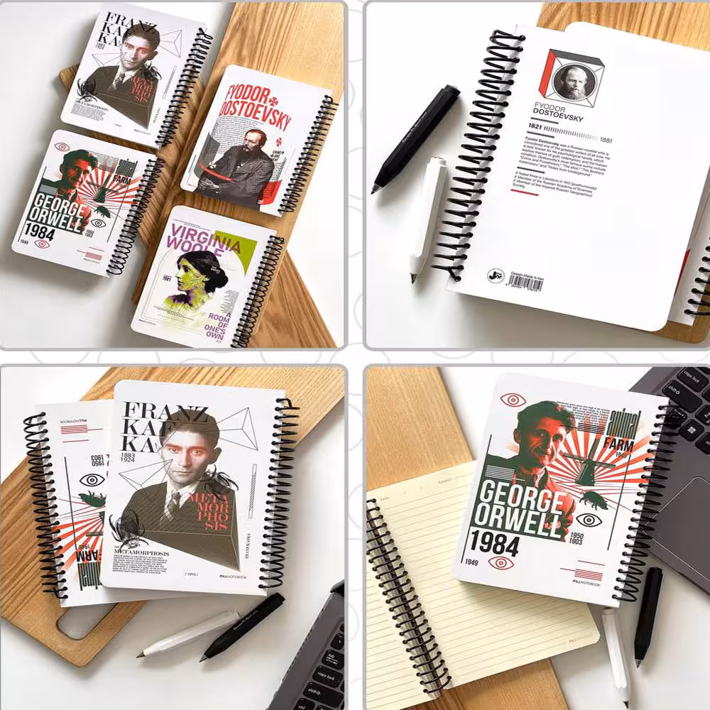 دفتر پیل لجند نویسندگان جلد سخت سیم دار PILL NOTEBOOK Legend Writers