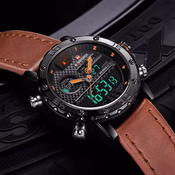 ( اتمام موجودی )NAVIFORCE SPORT 9134 اورجینال جدید 3 زمانه ناوی فورس موتور ژاپن * 3 زمانه * ضدآب 3atm درحدآب باران * آلارم بسیار قوی * فول امکانات باصفحه رنگی