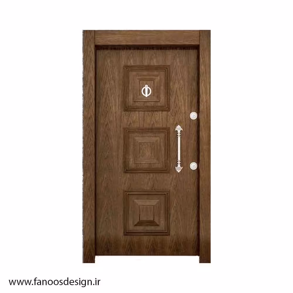 درب ضد سرق با روکش چوب سه قاب کد 1320