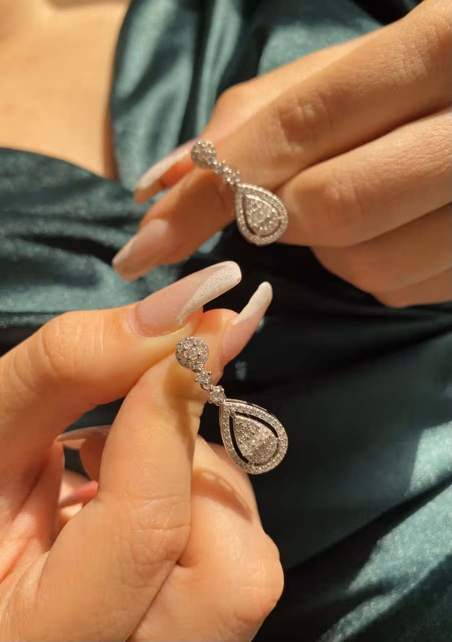 گوشواره نقره مدل اشک کد 014