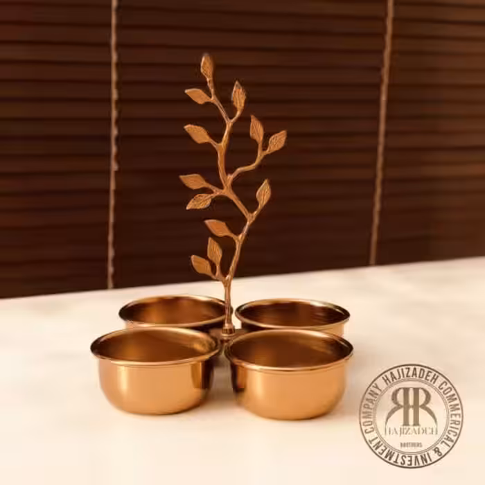 فورس ظروف فلزی طلایی پی وی دی  اردو خوری 4 تایی  CO03
