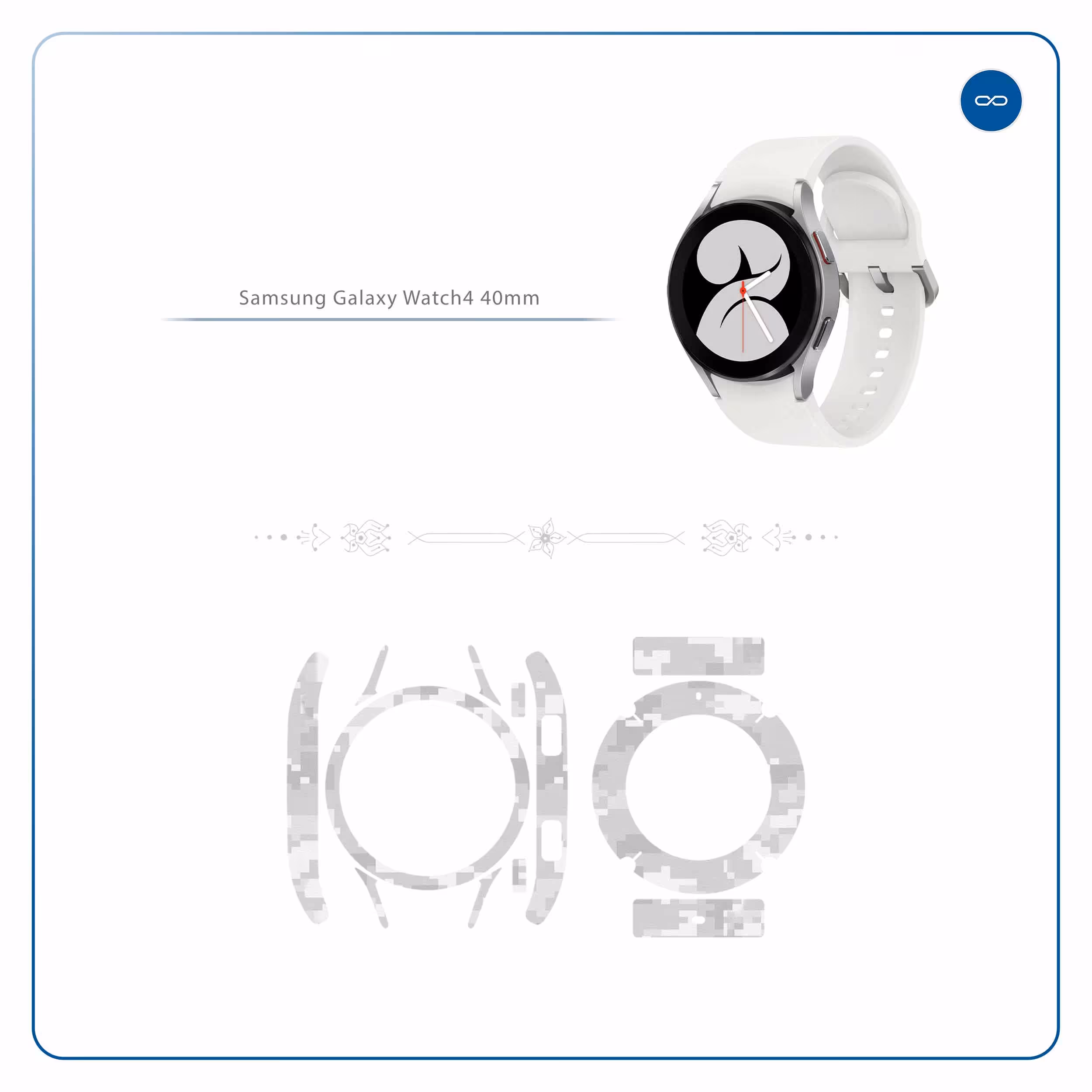 برچسب ماهوت طرح Army Winter Pixel مناسب برای ساعت هوشمند سامسونگ Watch4 40mm