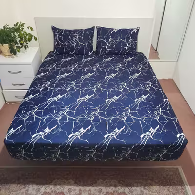 سرویس ملحفه مدل کشدار طرح مرمر کد ni09015 دو نفره سه تکه