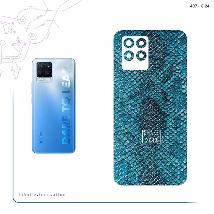برچسب پوششی ماهوت مدل Blue Snake Skin مناسب برای گوشی موبایل ریلمی 8 Pro
