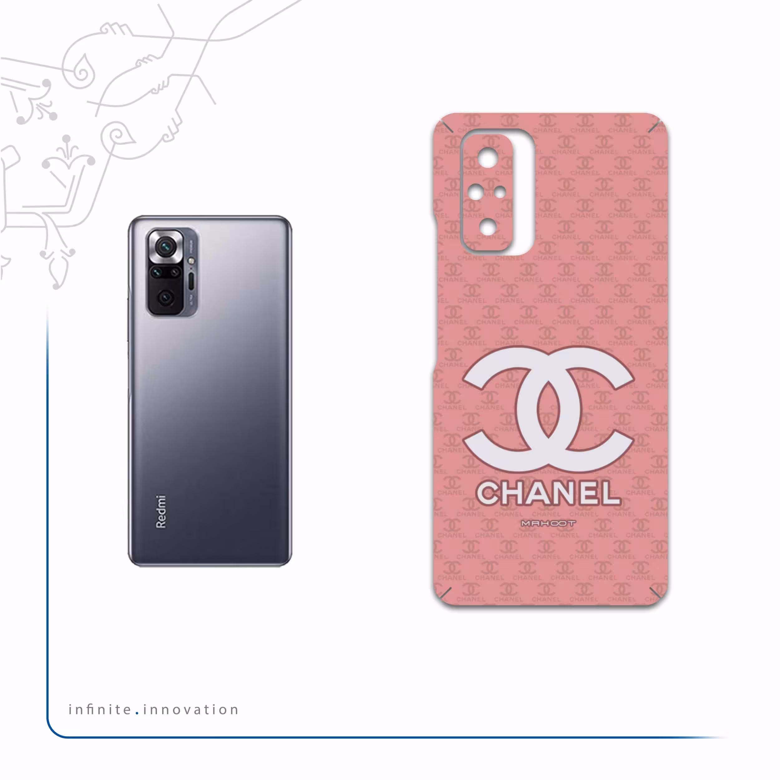برچسب پوششی ماهوت مدل CHANEL-Logo مناسب برای گوشی موبایل شیائومی Redmi Note 10 Pro