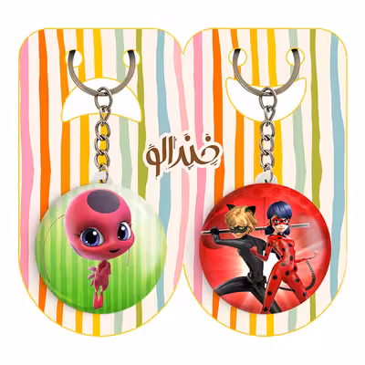 جاکلیدی خندالو مدل دختر کفشدوزکی و پسر گربه ای کد 34963497 مجموعه 2 عددی