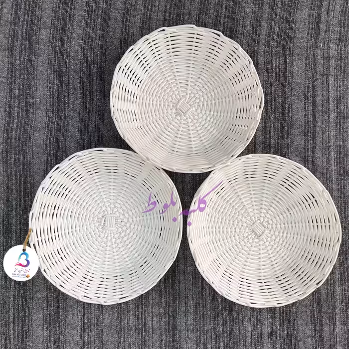 سبد حصیر بافی کلبه بلوط مدل ترمه مجموعه 3 عددی