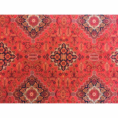 فرش ماشینی زمرد مشهد مدل کهنه نما زمینه لاکی