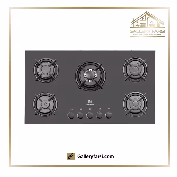 اجاق گاز شیشه ای پنج شعله پرنیان استیل مدل PB-5212